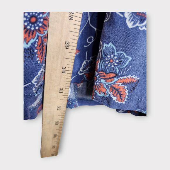 Ryder Blue Red Floral Long Sleeve Romper with Pockets Women's Size Small - Picture 6 of 8
